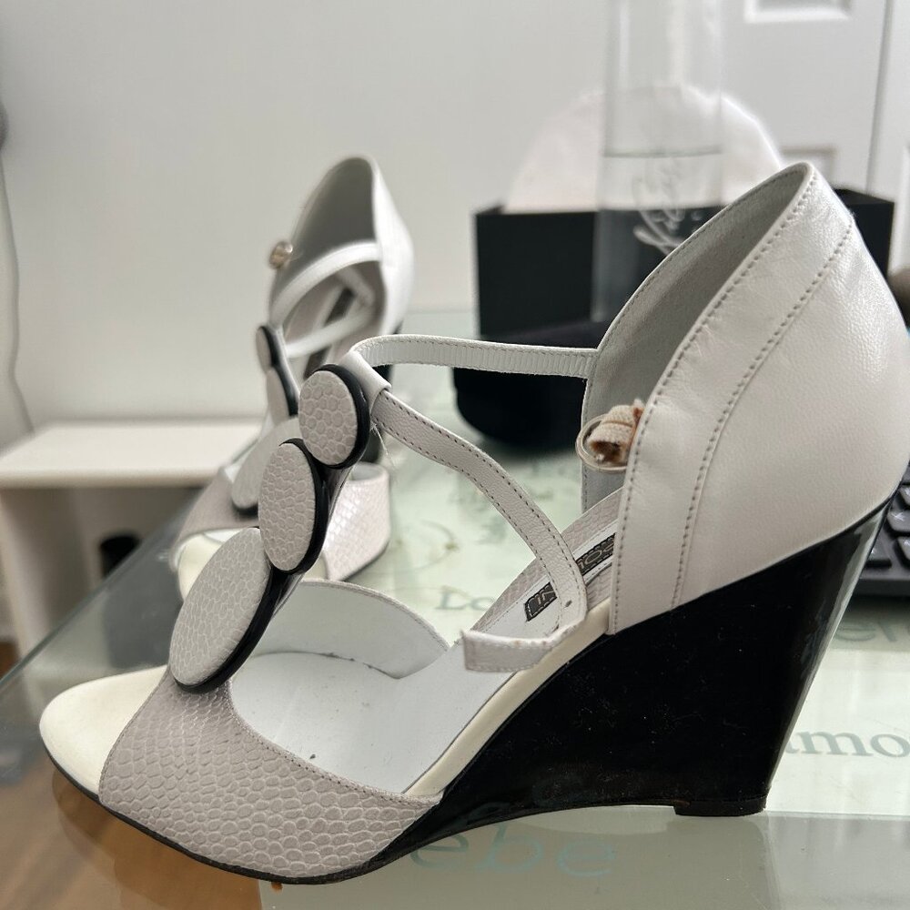 Studio Pollini White Leather Italian Wedges